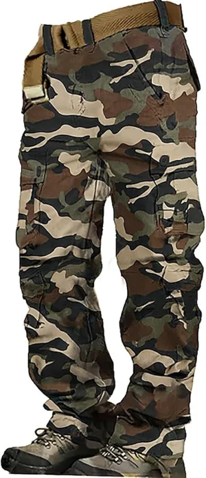 GIERIDUC Mens Hiking Stretch Pants Camouflage Tactical Pants Lightweight Cotton Outdoor Military Combat Cargo Pants Trousers