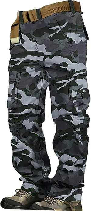 GIERIDUC Mens Hiking Stretch Pants Camouflage Tactical Pants Lightweight Cotton Outdoor Military Combat Cargo Pants Trousers