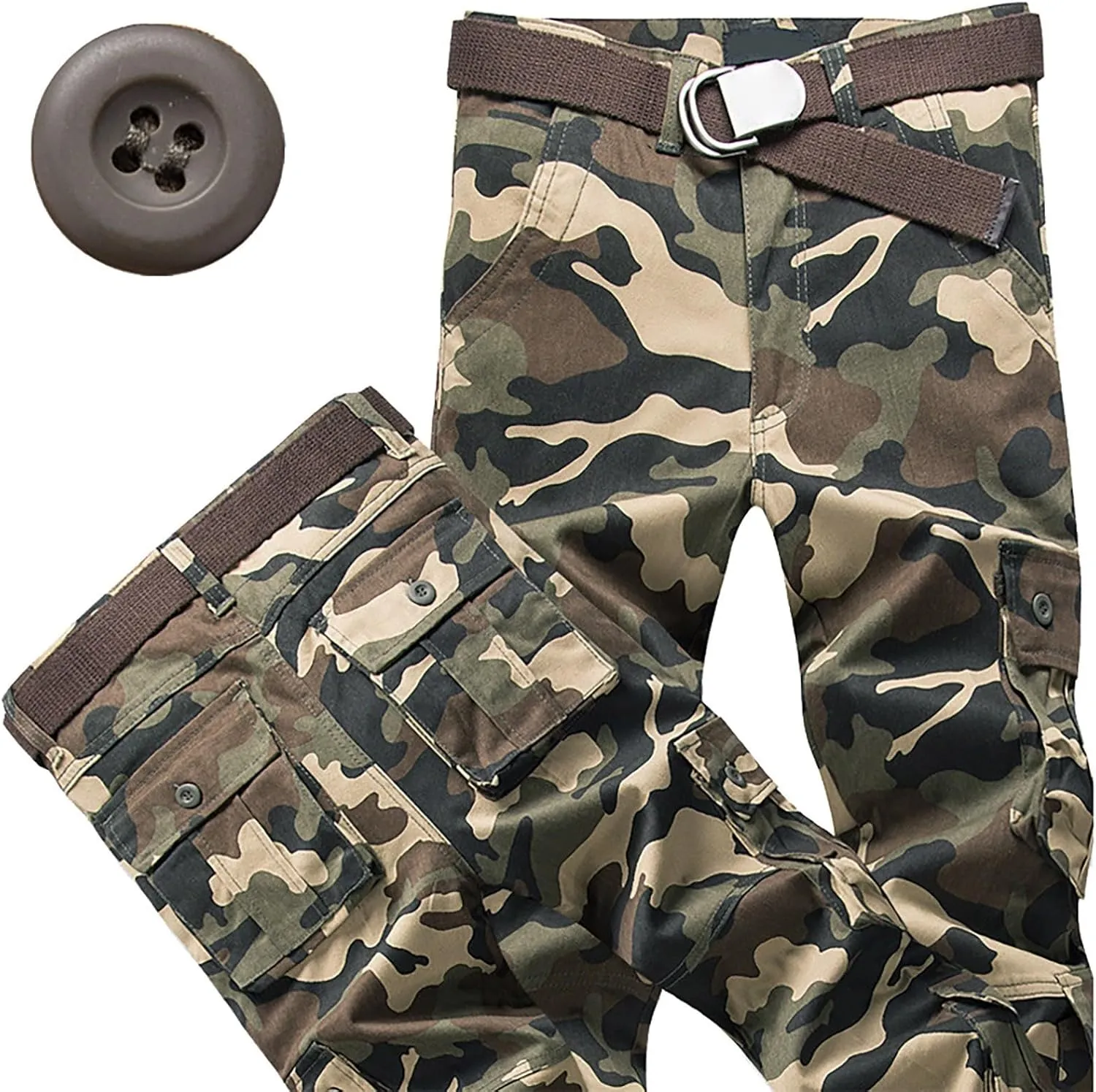GIERIDUC Mens Hiking Stretch Pants Camouflage Tactical Pants Lightweight Cotton Outdoor Military Combat Cargo Pants Trousers