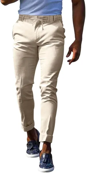 GIERIDUC Men's Linen Pants Casual Long Pants Summer Clothes for Men Fashion Best Jogger Pants for Men for Men