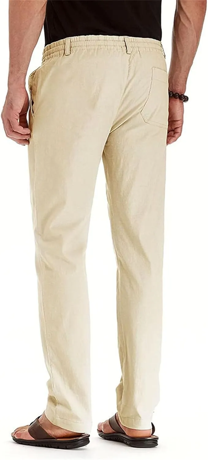 GIERIDUC Men's Linen Pants Casual Long Pants Summer Clothes for Men Fashion Best Jogger Pants for Men for Men