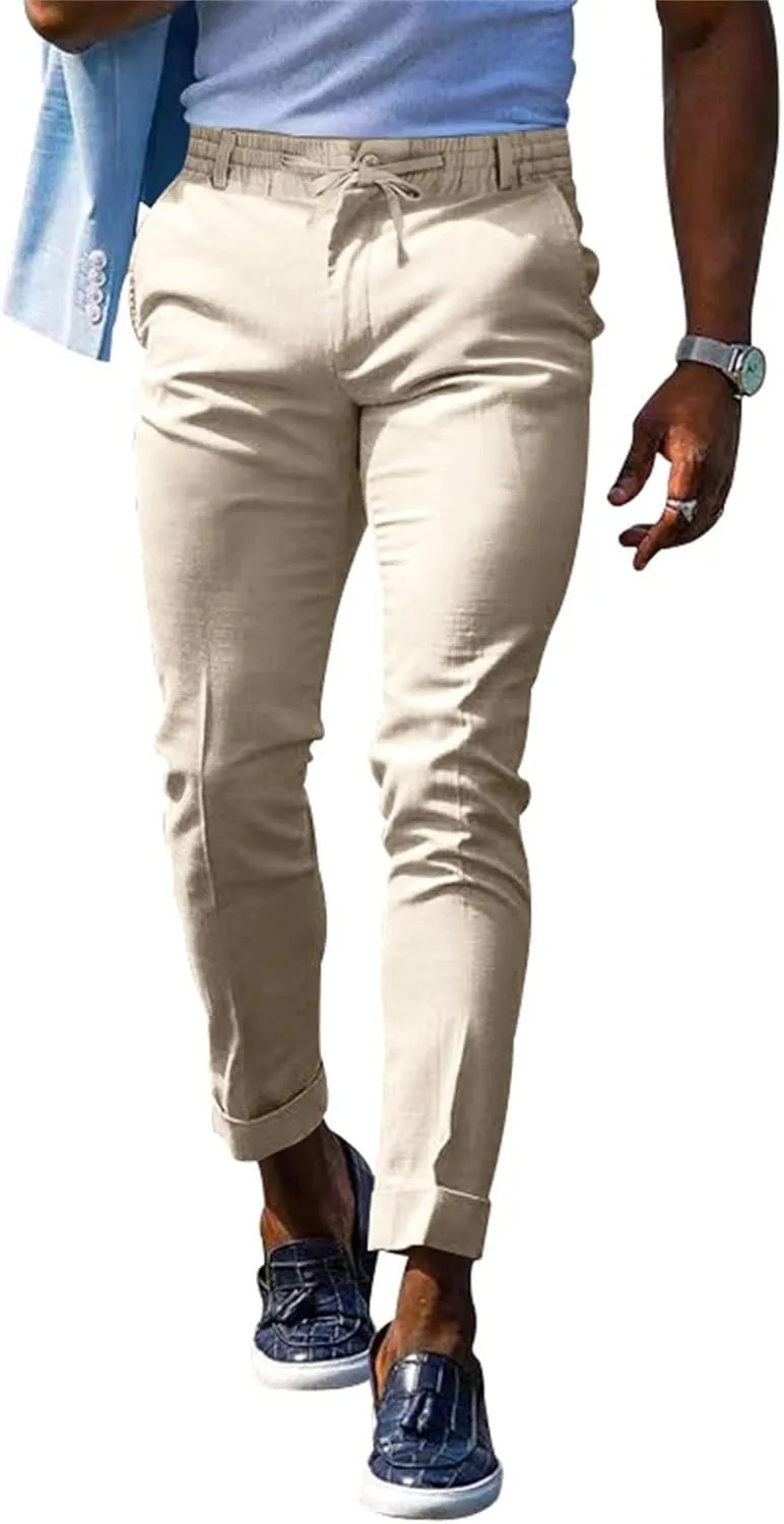 GIERIDUC Men's Linen Pants Casual Long Pants Summer Clothes for Men Fashion Best Jogger Pants for Men for Men