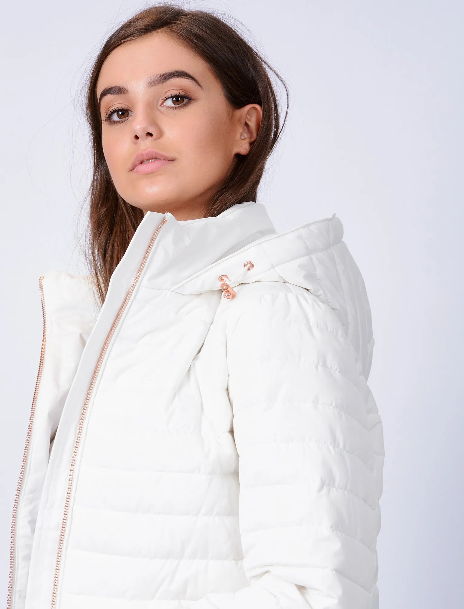 Ginger Quilted Hooded Jacket in Ivory - Tokyo Laundry