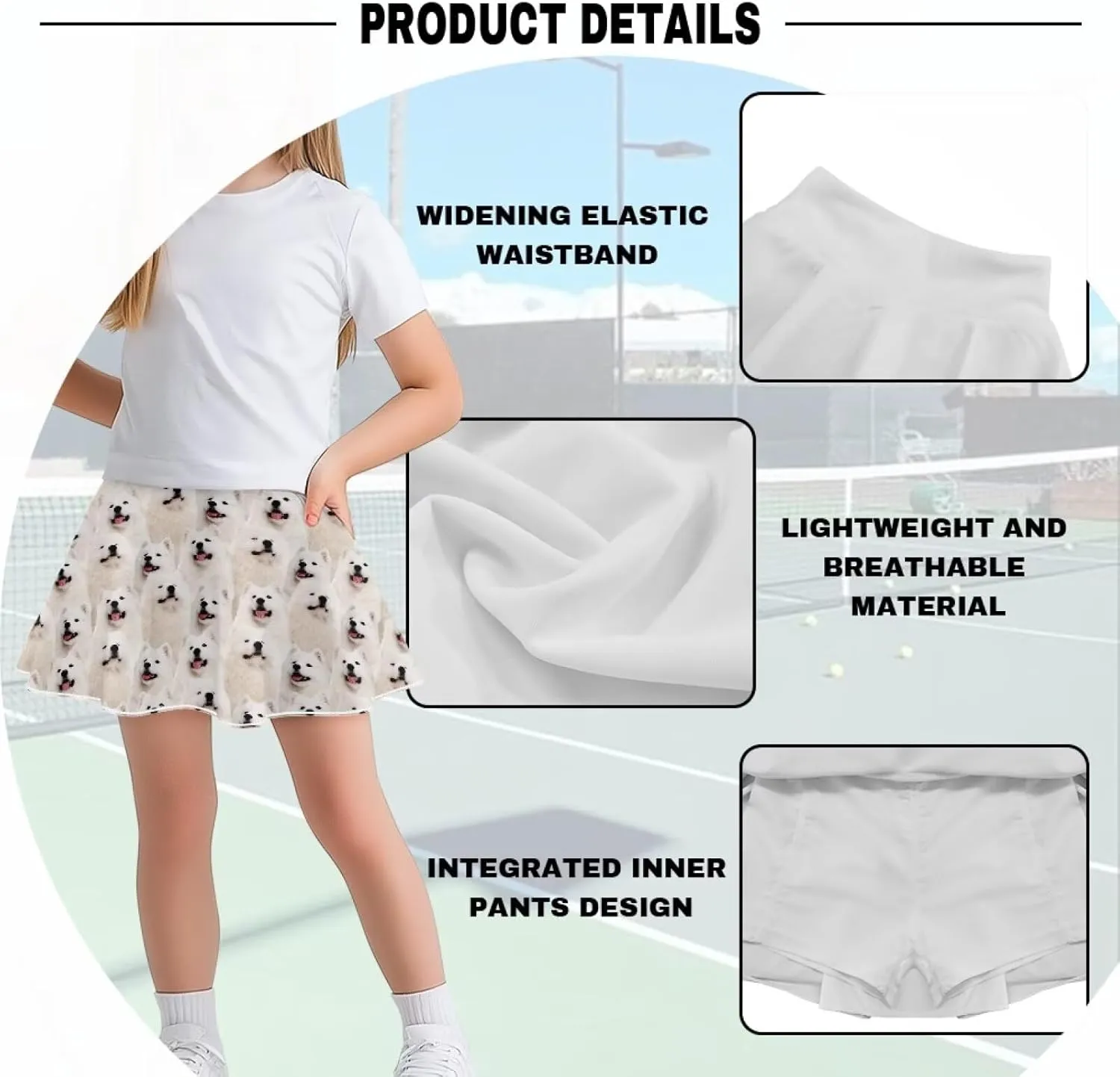 Girls Athletic Skort with Pocket 5-14 Years Sports Skirt Casual Daily Wear Outdoor Activities