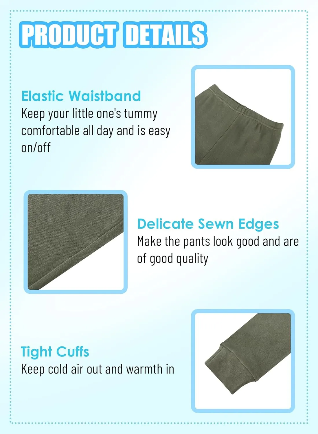GLASH Kids Baby and Toddler Boys 4-Pack Cotton Pants