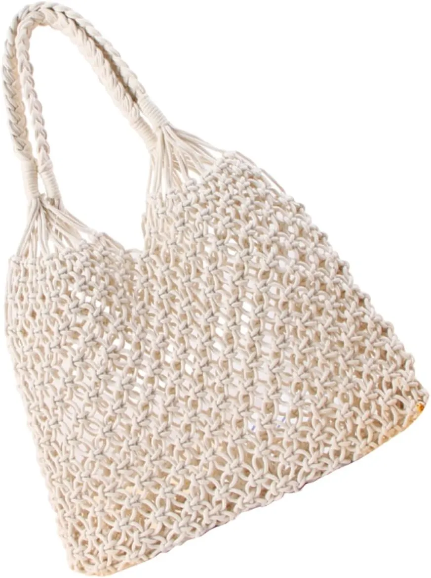 GLEAVI Large Woven Beach Tote Bag for Women Stylish Crochet Shoulder Bag Handheld Shopping Tote for Travel Parties and Beach Outings