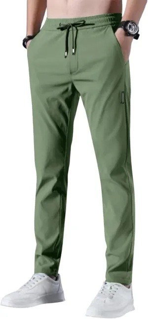 Glide Pants Men Breathable Quick Dry Work Pants Stretch Active Drawstring Straight Leg Hiking Outfits with Pockets