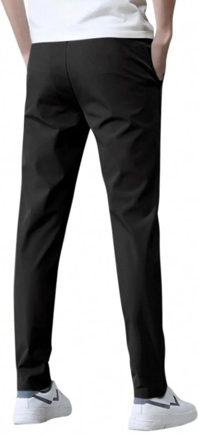 Glide Pants Men Quick Dry Breathable Stretch Work Pants Drawstring Elastic Waist Active Hiking Trousers with Pockets