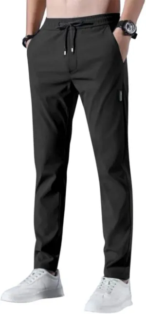 Glide Pants Men Quick Dry Breathable Stretch Work Pants Drawstring Elastic Waist Active Hiking Trousers with Pockets