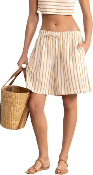Gottex Beach Life Resort Stripe Print Boxer Style Drawstring Bermuda Short Stylish Elegant Summer Swimsuit Coverup for Women