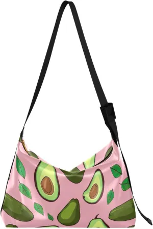 Green Avocado Pink Crossbody Bag for Women Men with Adjustable Strap PU Leather Shoulder Hobo Purse Bag 20855291