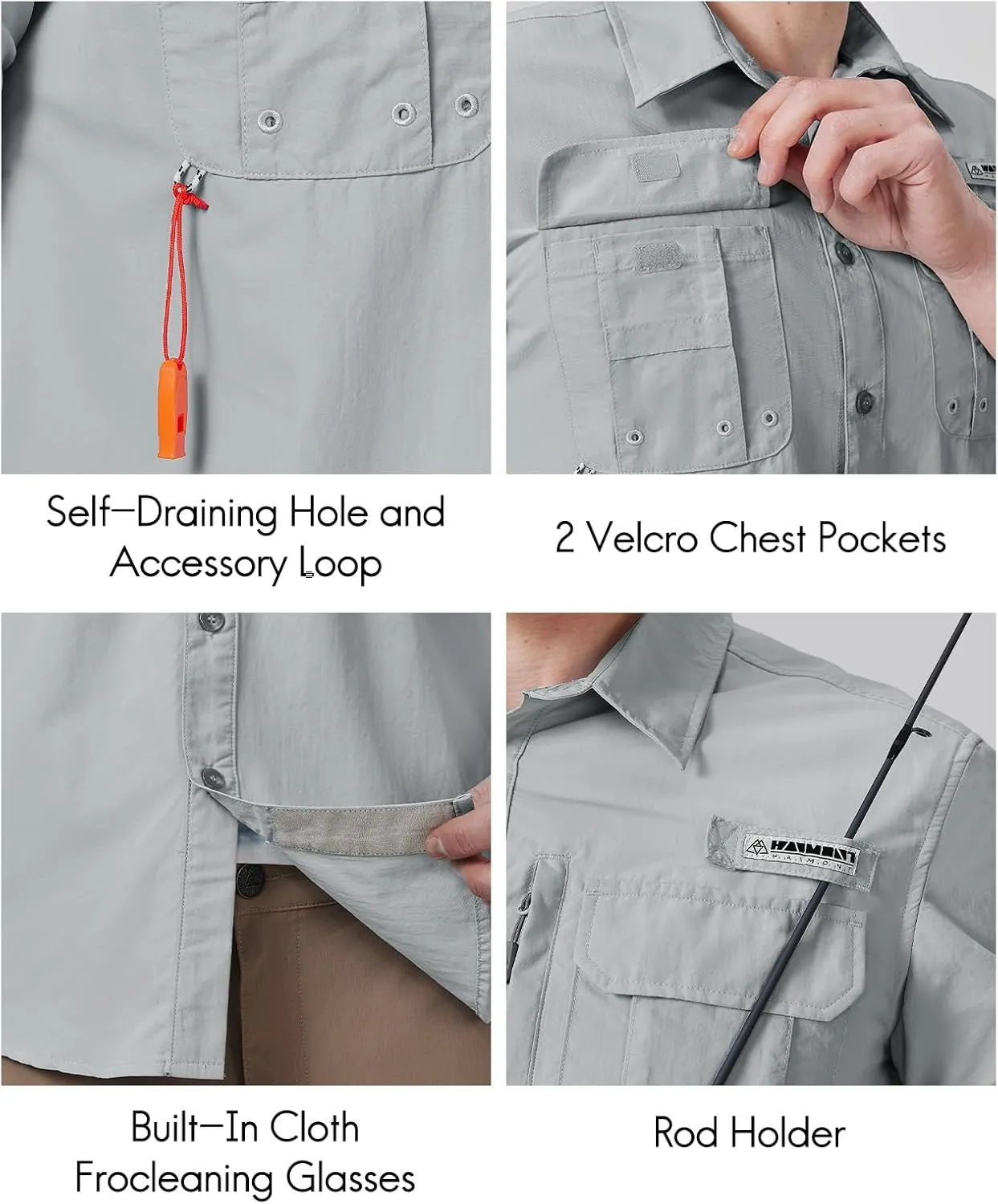 Haimont Men's Fishing Shirts Sun Protection Button Down Hiking Travel Camping Shirt Short Sleeve UV UPF50  Top