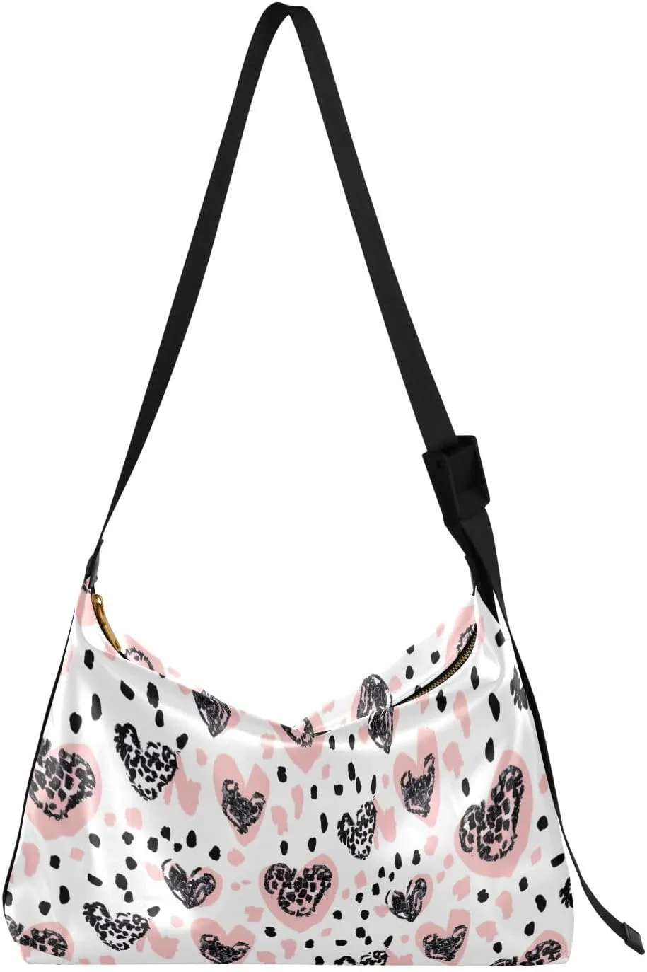Heart Leopard Pink Crossbody Bag for Women Men with Adjustable Strap PU Leather Shoulder Hobo Purse Bag 20855084
