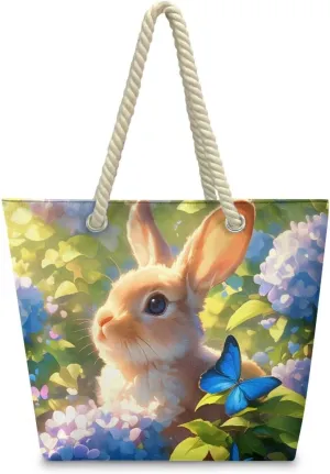 Hemp Rope Tote Bag Stylish Groceries Beach Trip Bags Large Capacity Shoulder Handbag with Rope Handle Carrying Bag