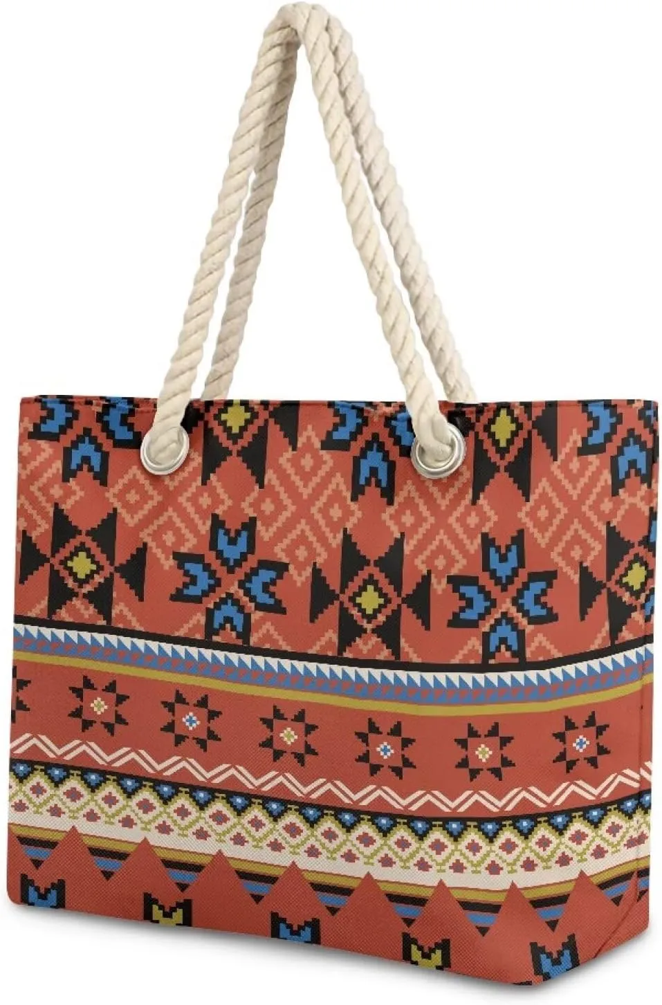 Hemp Rope Tote Bag Stylish Groceries Beach Trip Bags Large Capacity Shoulder Handbag with Rope Handle Carrying Bag