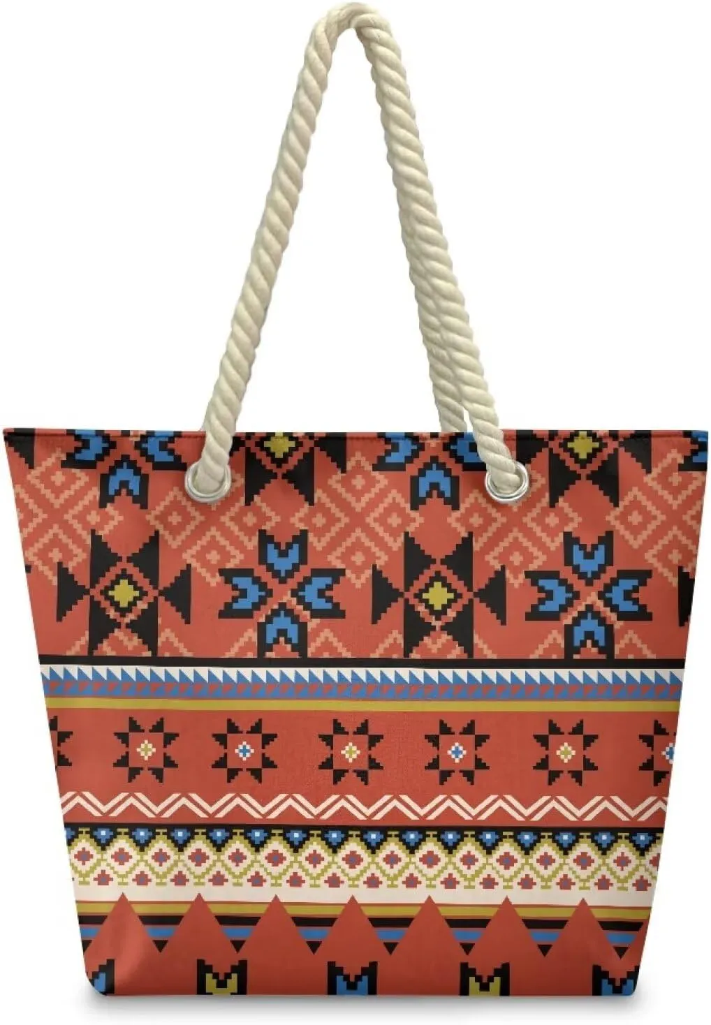 Hemp Rope Tote Bag Stylish Groceries Beach Trip Bags Large Capacity Shoulder Handbag with Rope Handle Carrying Bag
