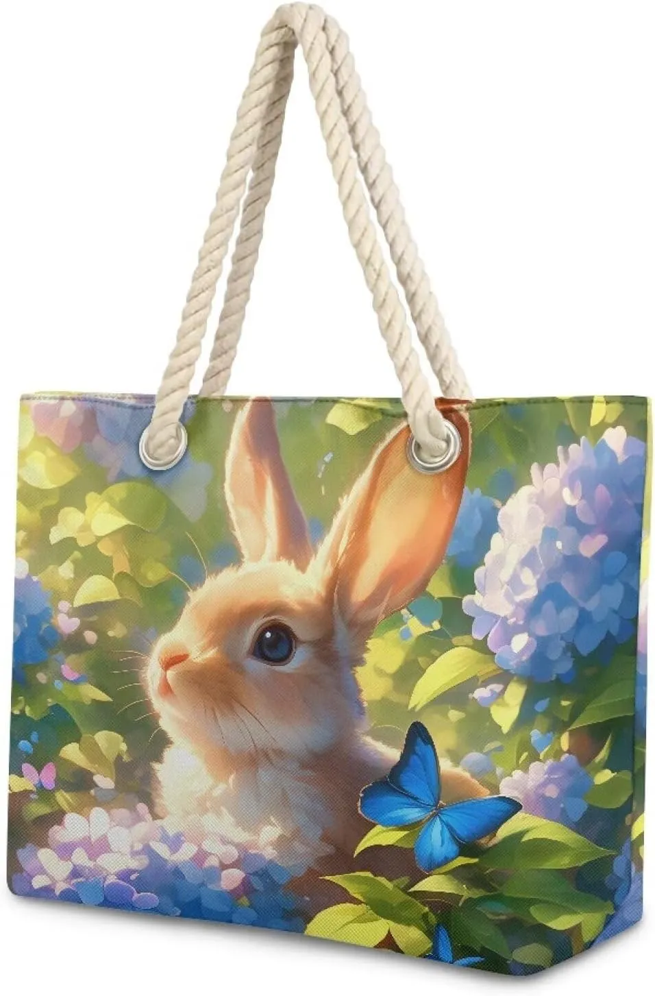 Hemp Rope Tote Bag Stylish Groceries Beach Trip Bags Large Capacity Shoulder Handbag with Rope Handle Carrying Bag