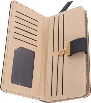 Homoyoyo Long Clutch Bag Leather Zipper Purse Stylish Ladies Purse for Parties Compact Wallet Card Slots