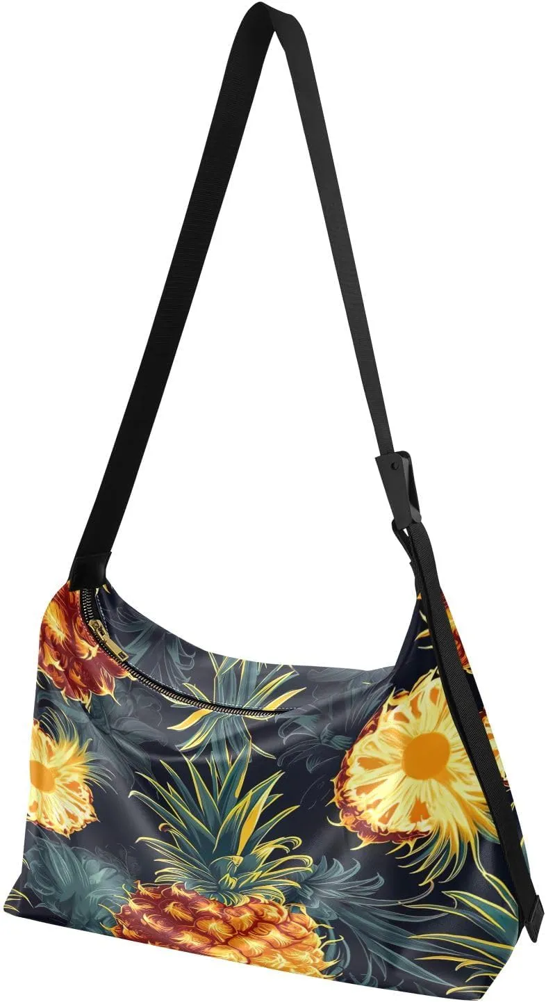 Hot Pineapple Tropical Casual Crossbody Bag, Hobo Handbags for Women, Shoulder Bag