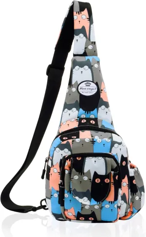 HUA ANGEL Floral Sling Bag, Small Lightweight Crossbody Shoulder Chest Bag for Men & Women Compact Travel Hiking Mini Daypack