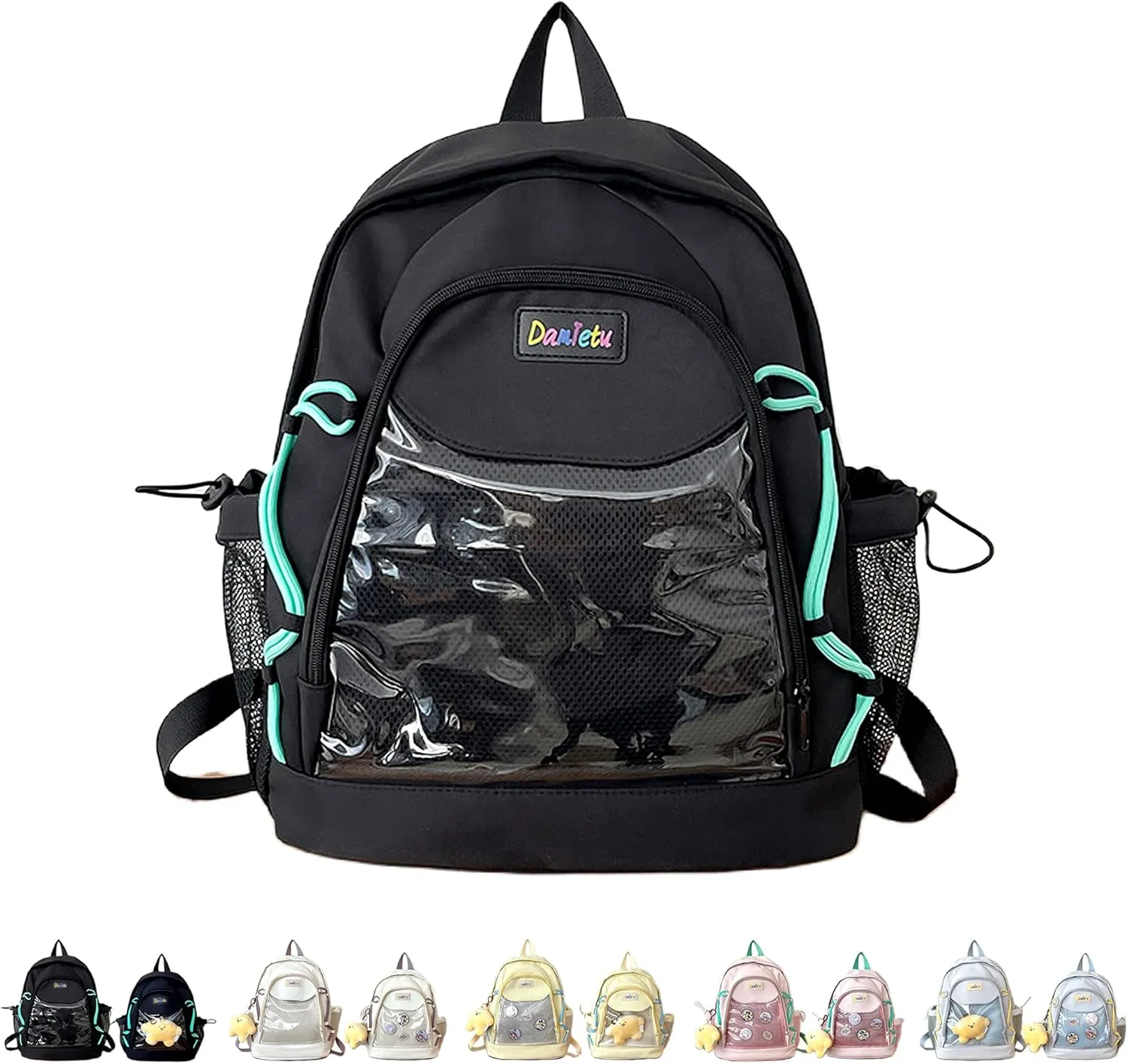 Ita Backpack Large Capacity Kawaii Japanese-Inspired Nylon Daypack Stylish Dual-Strap Backpack Perfect for Travel & Daily Use (Black, Large)