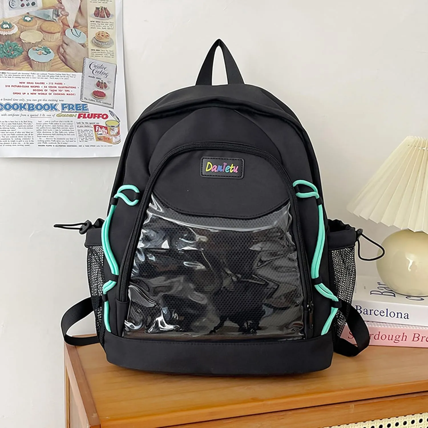 Ita Backpack Large Capacity Kawaii Japanese-Inspired Nylon Daypack Stylish Dual-Strap Backpack Perfect for Travel & Daily Use (Black, Large)