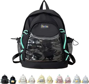 Ita Backpack Large Capacity Kawaii Japanese-Inspired Nylon Daypack Stylish Dual-Strap Backpack Perfect for Travel & Daily Use (Black, Large)