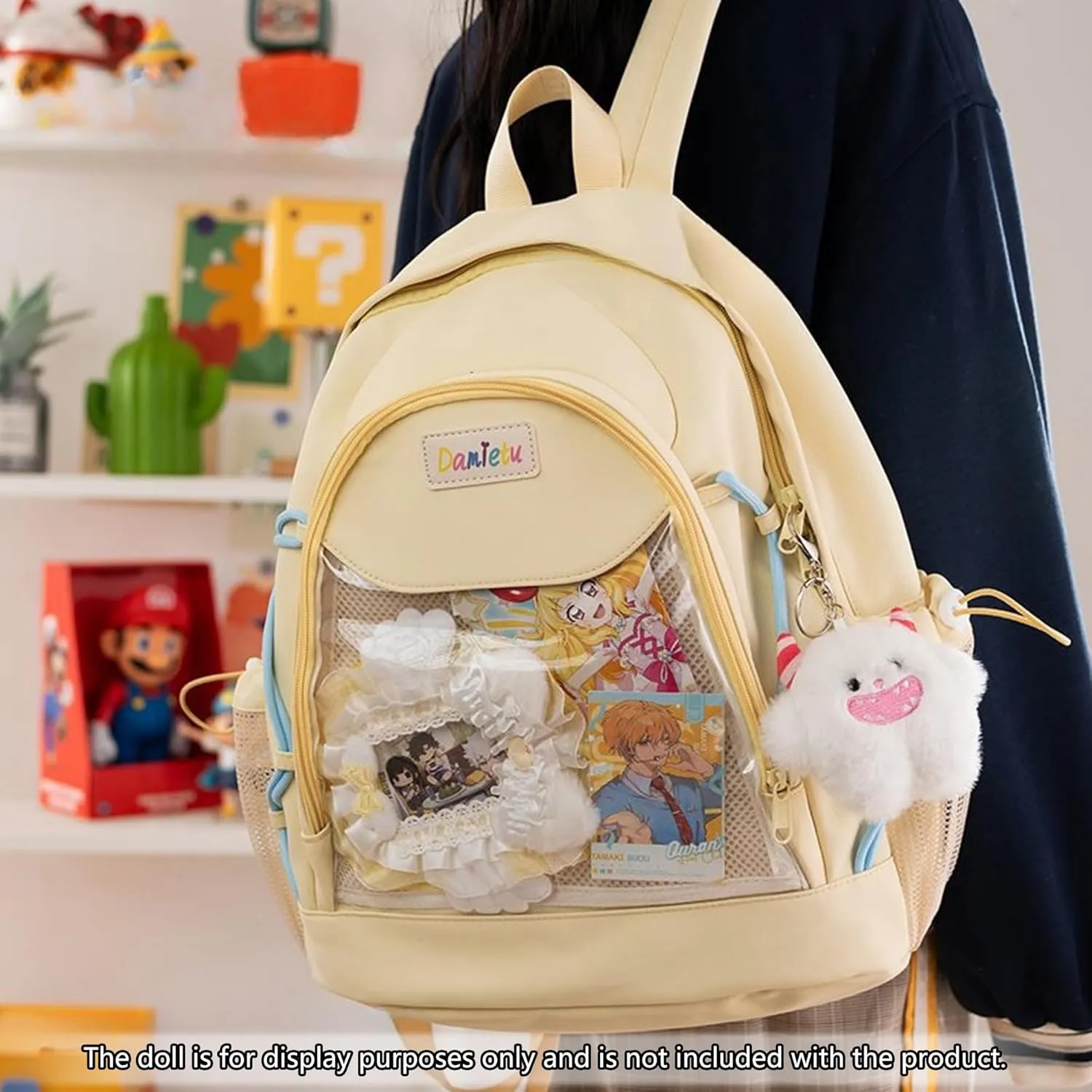 Ita Backpack Large Capacity Kawaii Japanese-Inspired Nylon Daypack Stylish Dual-Strap Backpack Perfect for Travel & Daily Use (Yellow, Large)