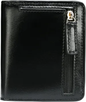 Itslife Women's Rfid Blocking Small Compact Bifold Leather Pocket Wallet Ladies Mini Purse with id Window (Waxed Black)