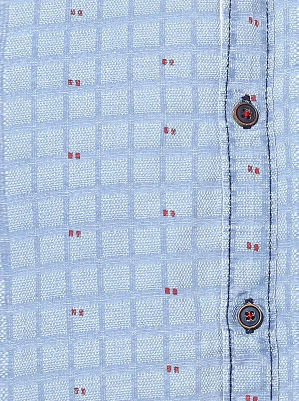 JadeBlue Sky Blue Checked Slim Fit Casual Shirt | JadeBlue