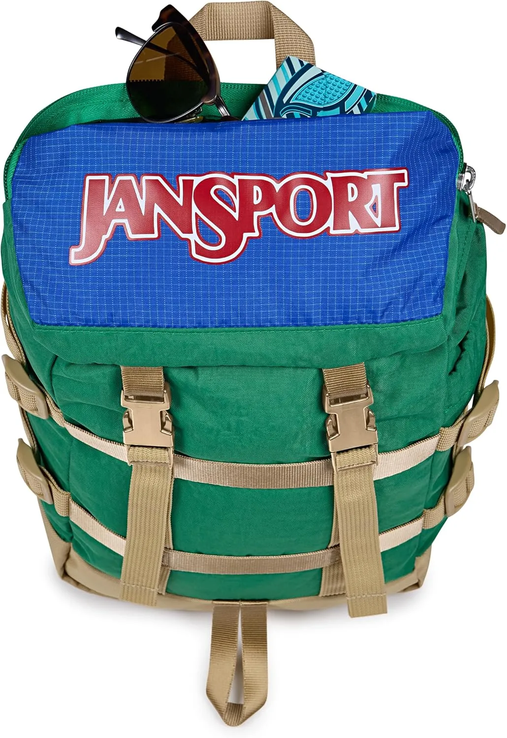 JanSport Mini Skip Pack  Compact Backpack with Main Compartment, Side Water Bottle Pocket, and Zippered Accessory Pocket, Jelly Kelly