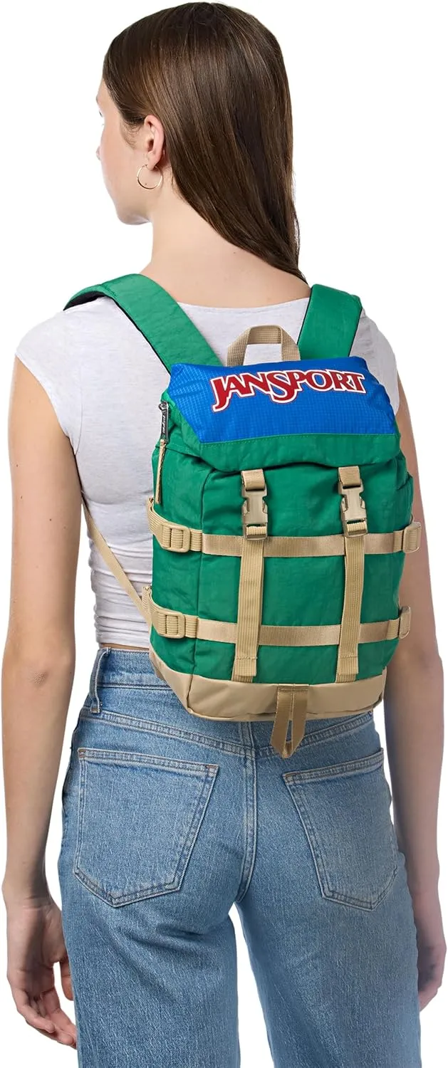 JanSport Mini Skip Pack  Compact Backpack with Main Compartment, Side Water Bottle Pocket, and Zippered Accessory Pocket, Jelly Kelly