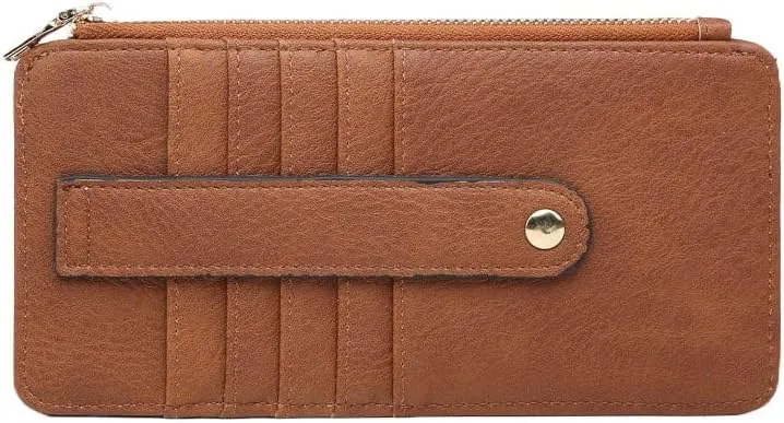 JEN & CO. Saige Wallet, Brown - Slim Wallet for Women, Compact Credit Card Holder with Card Slots, Small Wallets