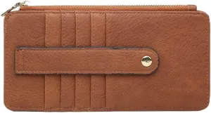 JEN & CO. Saige Wallet, Brown - Slim Wallet for Women, Compact Credit Card Holder with Card Slots, Small Wallets