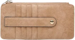 JEN & CO. Saige Wallet, Mocha - Slim Wallet for Women, Compact Credit Card Holder with Card Slots, Small Wallets