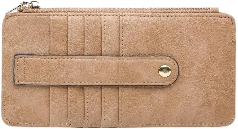 JEN & CO. Saige Wallet, Mocha - Slim Wallet for Women, Compact Credit Card Holder with Card Slots, Small Wallets