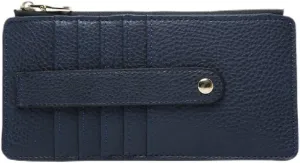 JEN & CO. Saige Wallet, Navy - Slim Wallet for Women, Compact Credit Card Holder with Card Slots, Small Wallets