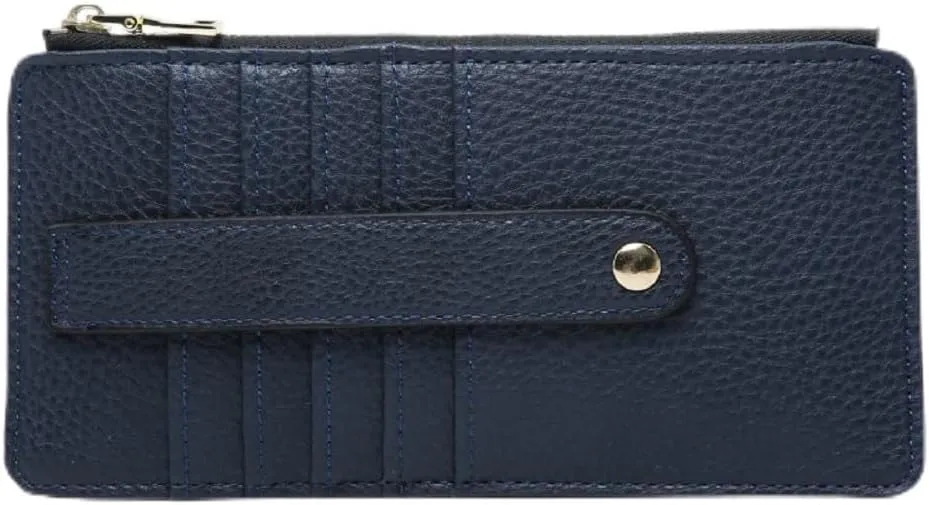 JEN & CO. Saige Wallet, Navy - Slim Wallet for Women, Compact Credit Card Holder with Card Slots, Small Wallets