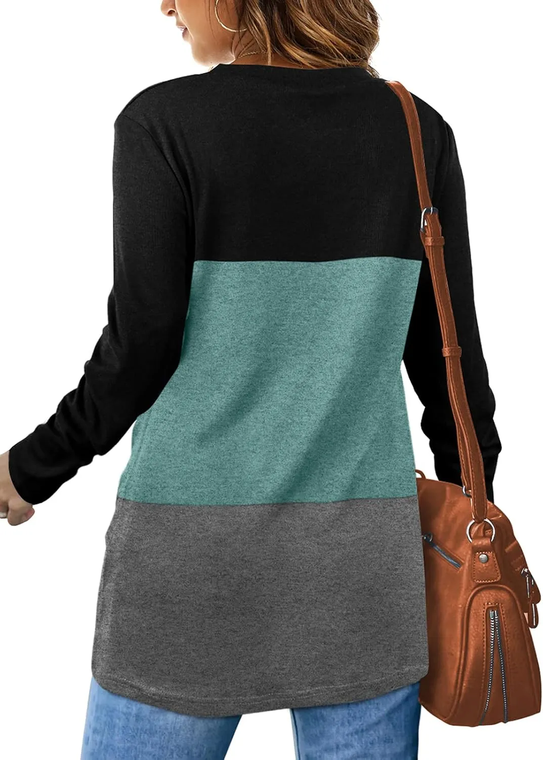 Jescakoo Tunic Tops For Leggings For Women Twist Front Long Sleeve Crew Neck Shirts