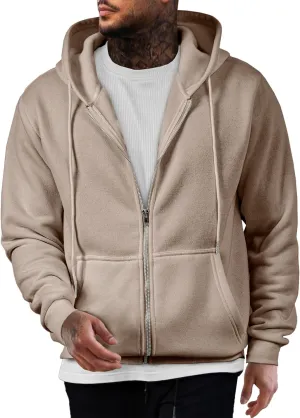 JMIERR Mens Full Zip Casual Cotton Hooded Fleece Drawstring Hoodies Pullover Sweatshirts Casual Long Sleeve Shirts