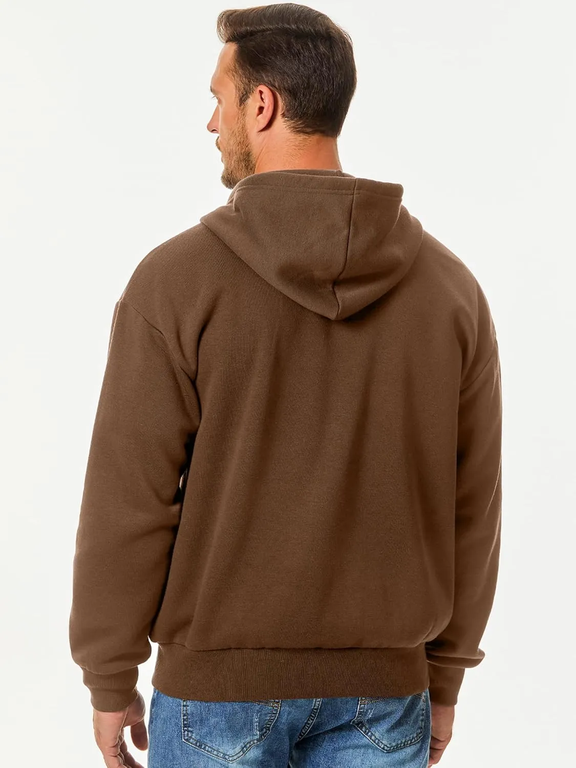 JMIERR Mens Full Zip Casual Cotton Hooded Fleece Drawstring Hoodies Pullover Sweatshirts Casual Long Sleeve Shirts