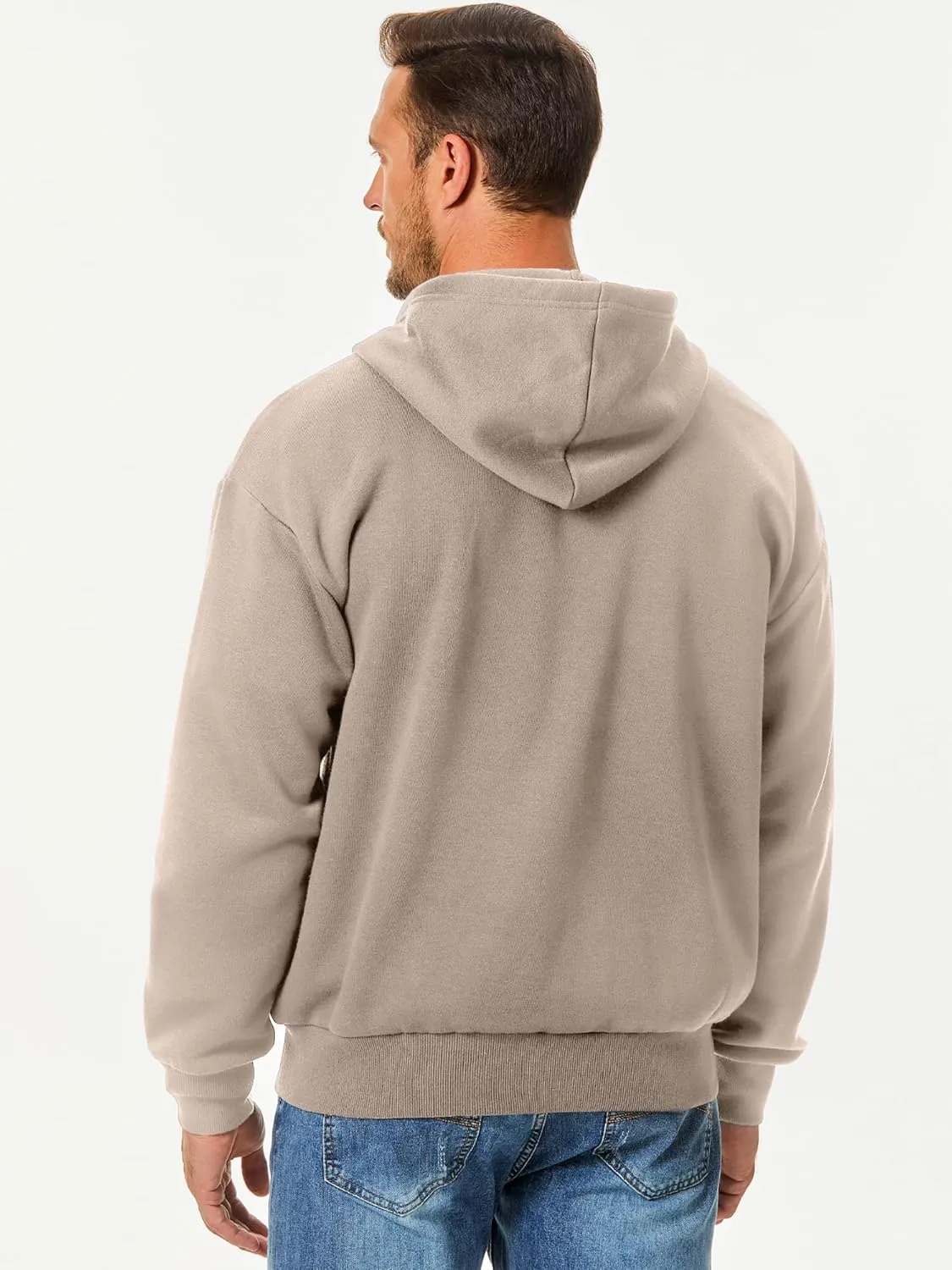JMIERR Mens Full Zip Casual Cotton Hooded Fleece Drawstring Hoodies Pullover Sweatshirts Casual Long Sleeve Shirts