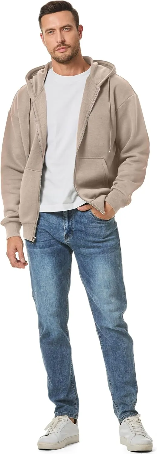 JMIERR Mens Full Zip Casual Cotton Hooded Fleece Drawstring Hoodies Pullover Sweatshirts Casual Long Sleeve Shirts