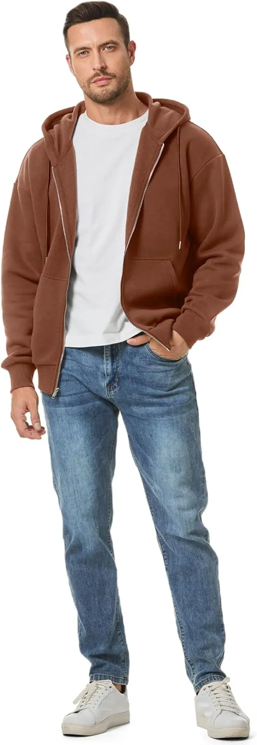 JMIERR Mens Full Zip Casual Cotton Hooded Fleece Drawstring Hoodies Pullover Sweatshirts Casual Long Sleeve Shirts
