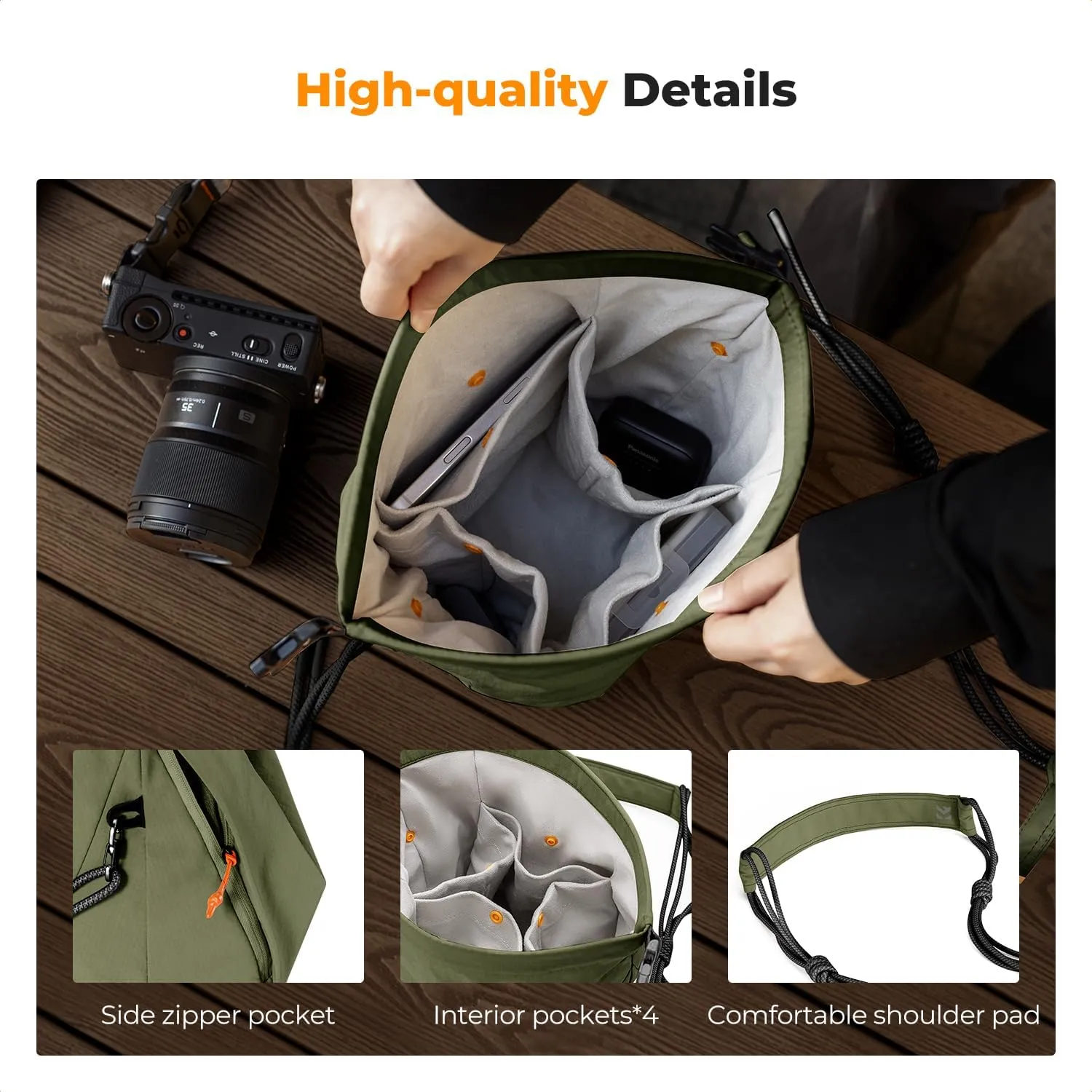 K&F Concept Camera Sling Bag Small Camera Compact Case, Cute Soft Camera Pouch Handbag for Urban Street Photography