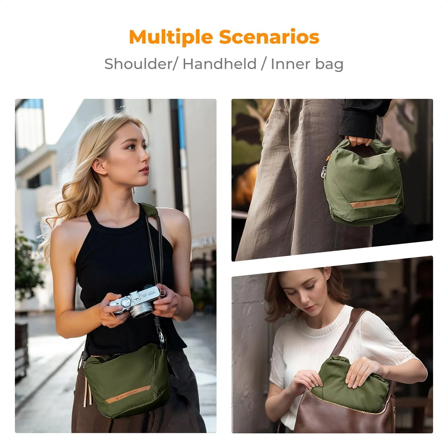 K&F Concept Camera Sling Bag Small Camera Compact Case, Cute Soft Camera Pouch Handbag for Urban Street Photography