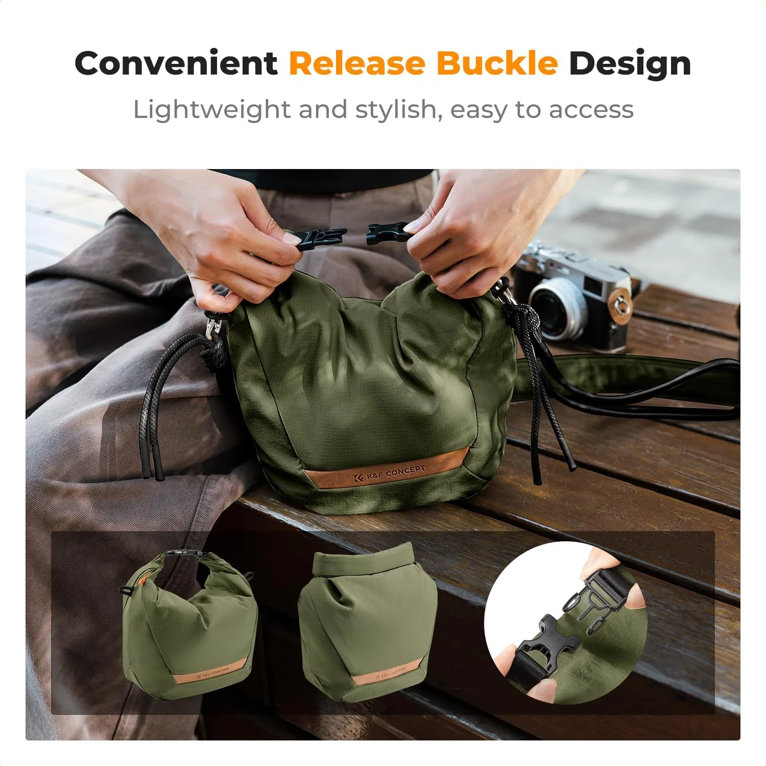 K&F Concept Camera Sling Bag Small Camera Compact Case, Cute Soft Camera Pouch Handbag for Urban Street Photography