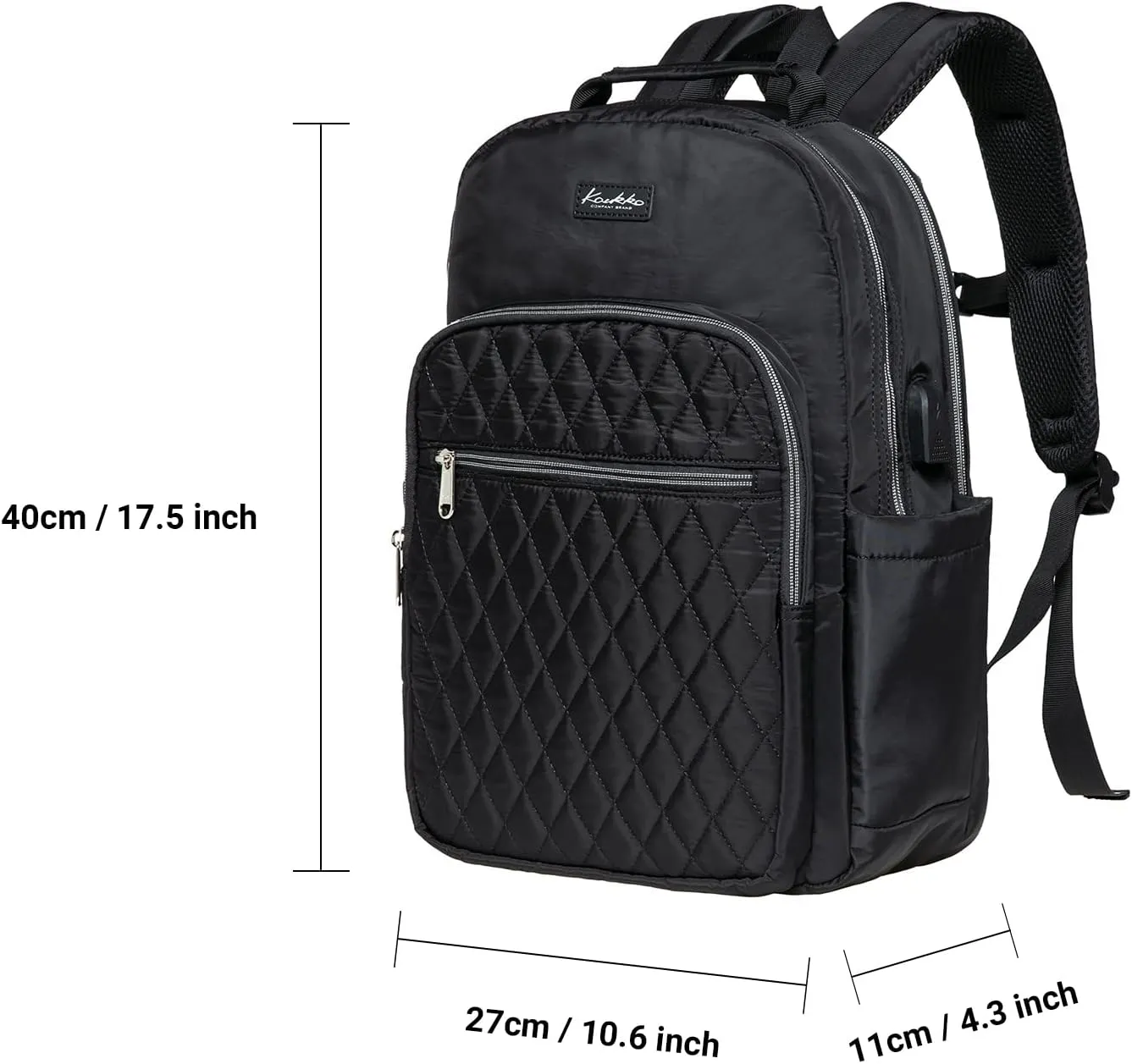 KAUKKO Women Laptop Backpacks for 14" Notebook Casual Computer Bag Stylish Pattern Daypack for Work Travel Business 27BLACK,11.8L