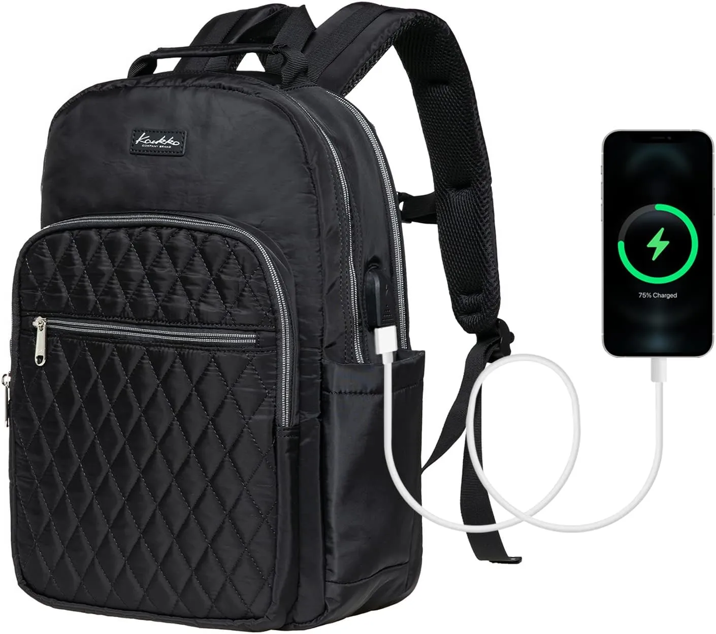 KAUKKO Women Laptop Backpacks for 14" Notebook Casual Computer Bag Stylish Pattern Daypack for Work Travel Business 27BLACK,11.8L