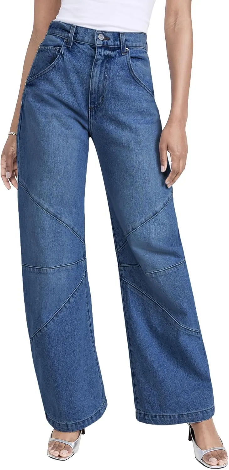 Kedera Women's Baggy Wide Leg Barrel Jeans Horseshoe Casual Boyfriend Denim Pants Loose Fit Trousers